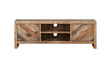 63" Wood Brown Reclaimed Pine And Plywood Open Shelving TV Stand - Homeroots