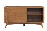 50" Wood Brown Mahogany Solids Okoume And Veneer Cabinet Enclosed Storage TV Stand - Homeroots
