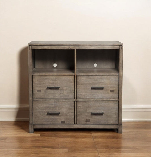 42" Brown Solid Wood Open Shelving TV Stand - Homeroots