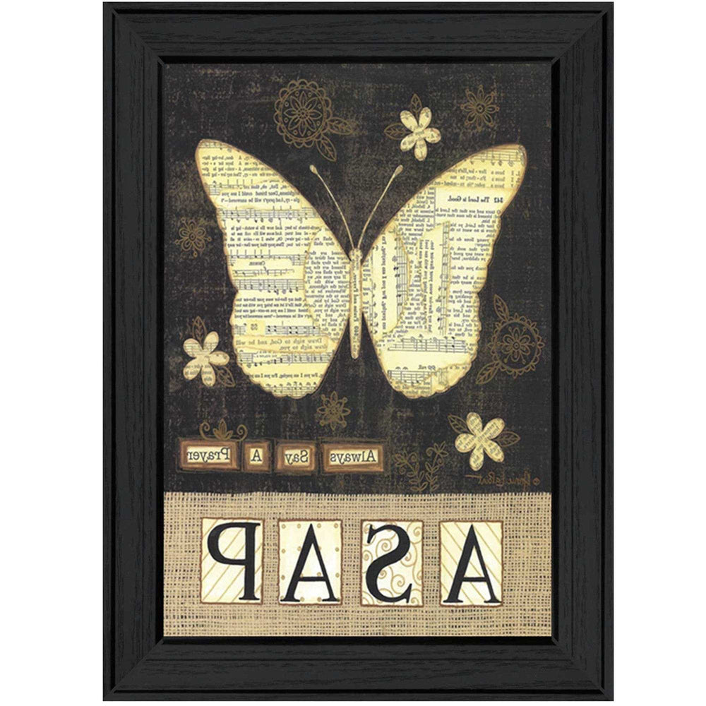 Always Say A Prayer Butterfly Black Print Wall Art - Homeroots - Flyclothing LLC