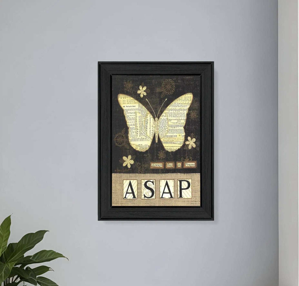 Always Say A Prayer Butterfly Black Print Wall Art - Homeroots - Flyclothing LLC