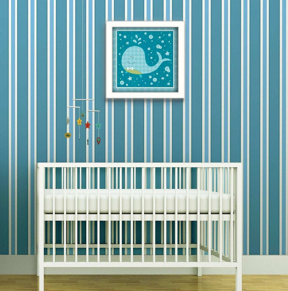 Beetle and Bob Baby Whale White Framed Print Wall Art - Homeroots - Flyclothing LLC