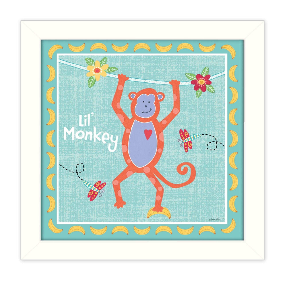 Beetle and Bob Baby Monkey White Framed Print Wall Art - Homeroots - Flyclothing LLC