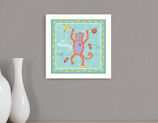 Beetle and Bob Baby Monkey White Framed Print Wall Art - Homeroots - Flyclothing LLC