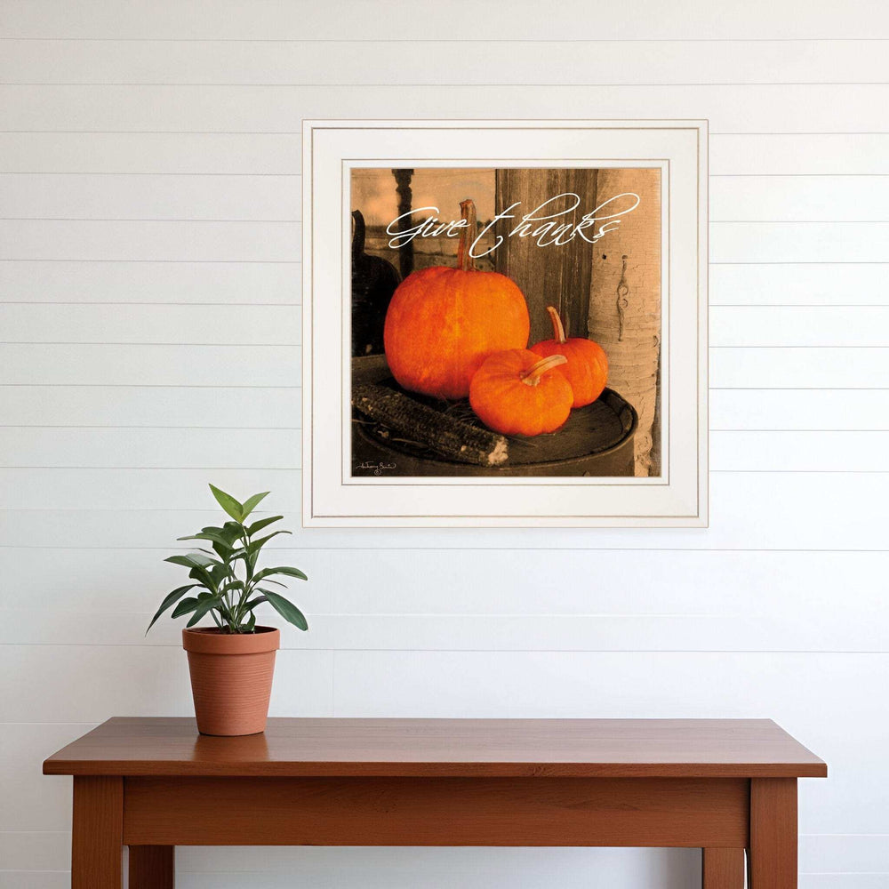 Give Thanks 1 White Framed Print Wall Art - Homeroots - Flyclothing LLC