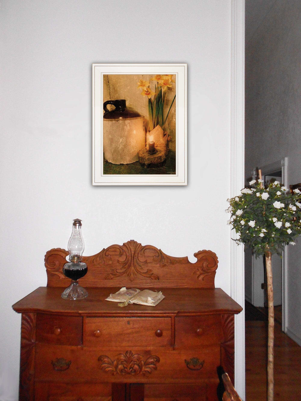 Daffodils 1 White Framed Print Wall Art - Homeroots - Flyclothing LLC