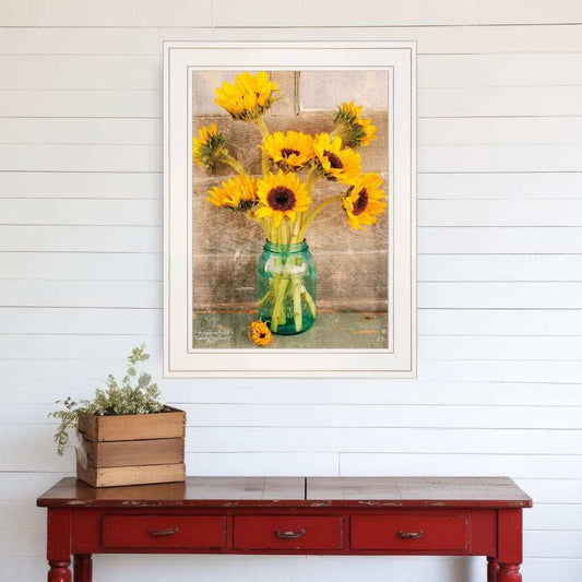 Country Sunflowers I 1 White Framed Print Wall Art - Homeroots - Flyclothing LLC