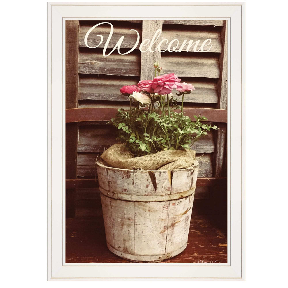 Welcome Roses 1 White Framed Print Wall Art - Homeroots - Flyclothing LLC