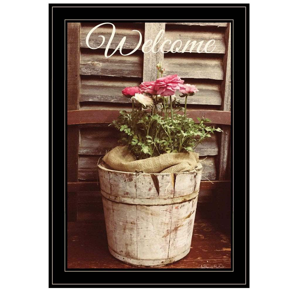 Welcome Roses 2 Black Framed Print Wall Art - Homeroots - Flyclothing LLC