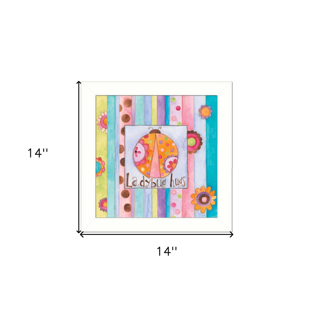 Ladybug Hugs White Framed Print Wall Art - Homeroots - Flyclothing LLC