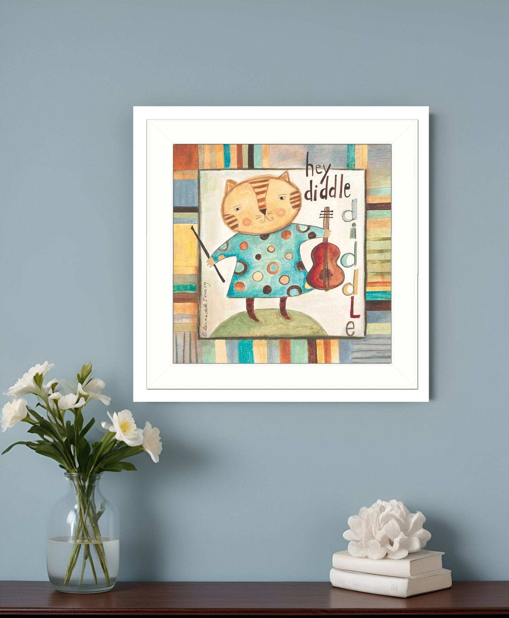 Hey Diddle Diddle White Framed Print Wall Art - Homeroots - Flyclothing LLC