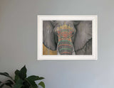 Tattooed Elephant 1 White Framed Print Wall Art - Homeroots - Flyclothing LLC