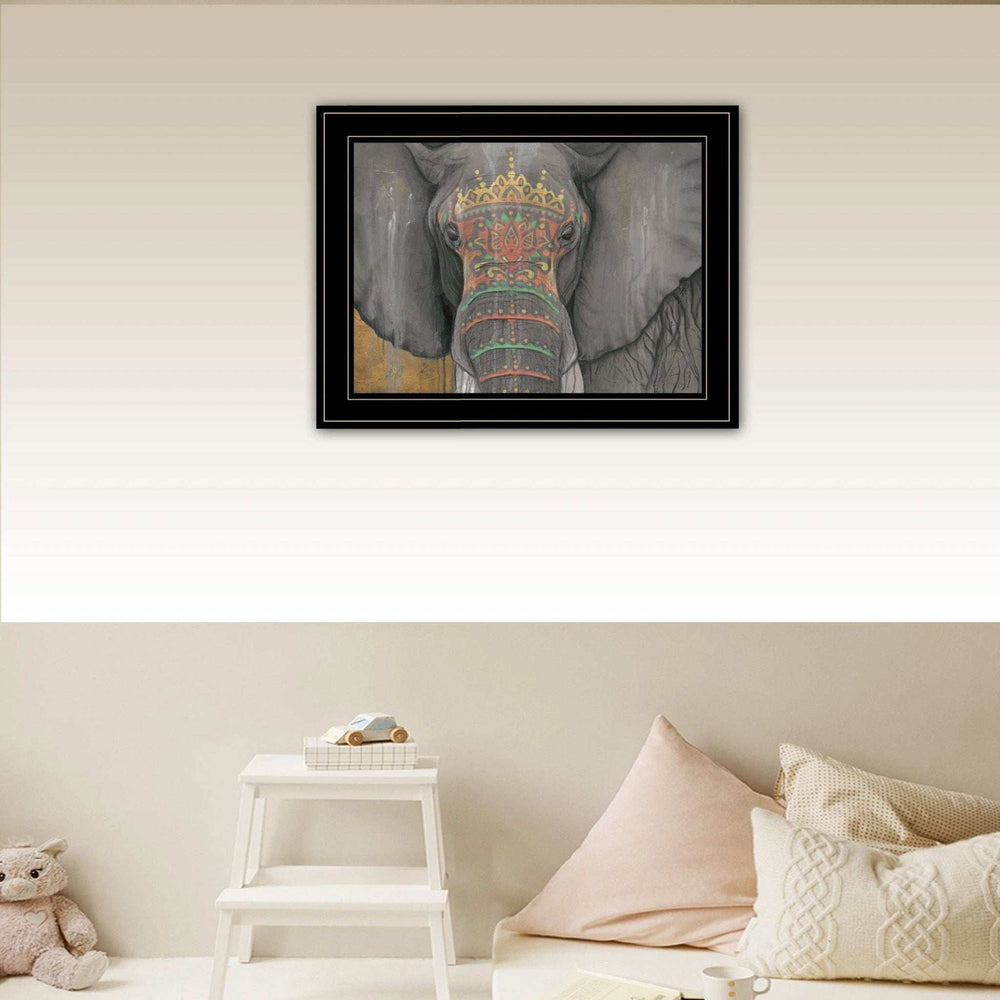 Tattooed Elephant 2 Black Framed Print Wall Art - Homeroots - Flyclothing LLC