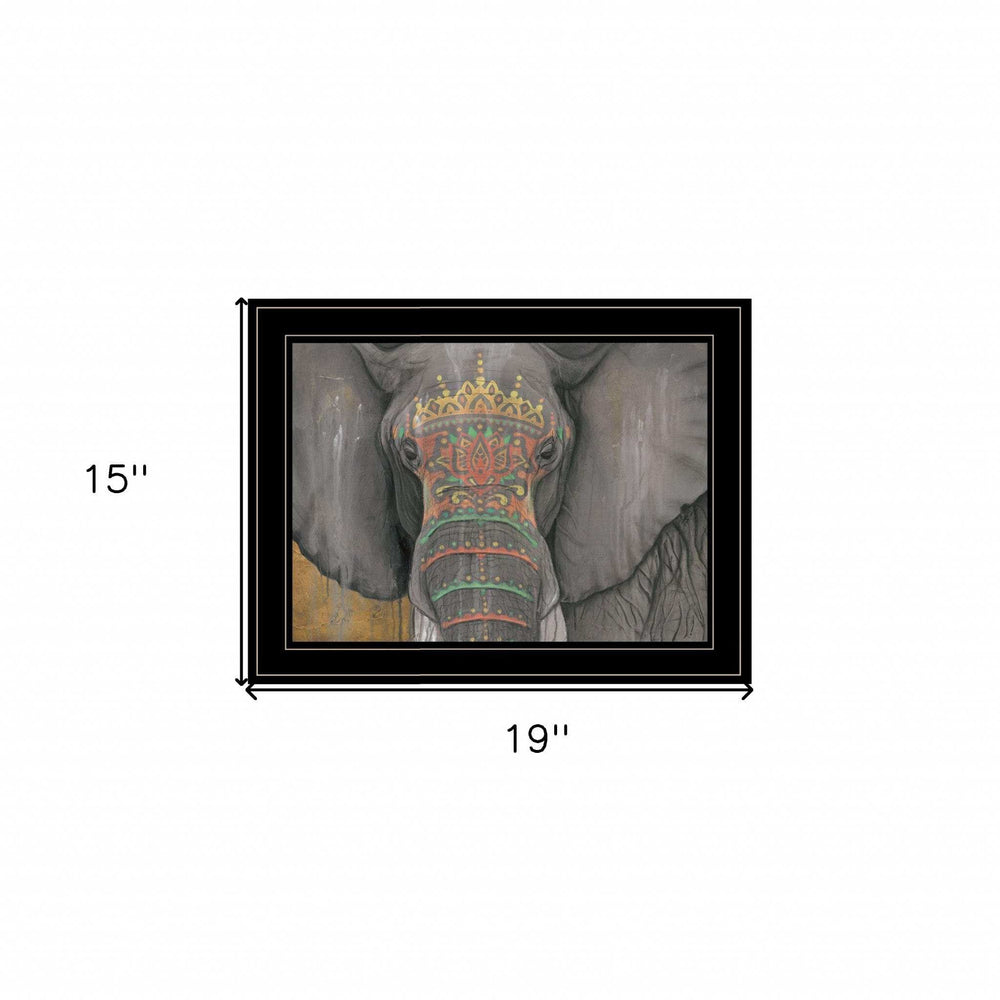 Tattooed Elephant 2 Black Framed Print Wall Art - Homeroots - Flyclothing LLC