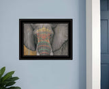 Tattooed Elephant 2 Black Framed Print Wall Art - Homeroots - Flyclothing LLC