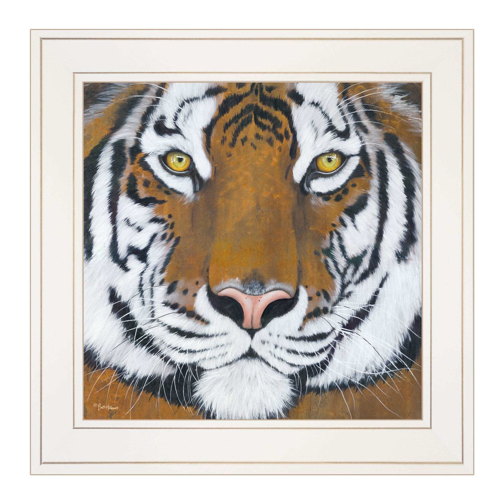 Tiger Gaze 1 White Framed Print Wall Art - Homeroots - Flyclothing LLC