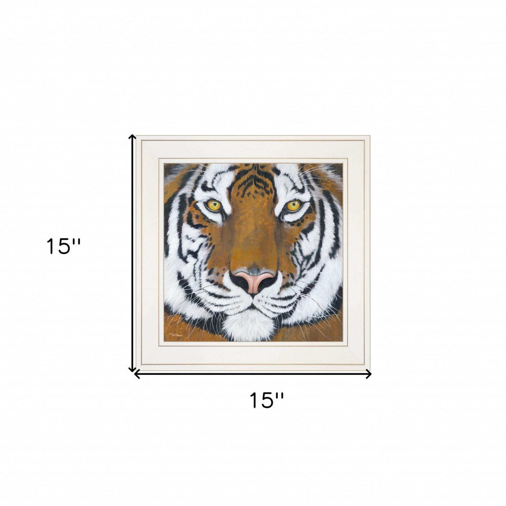 Tiger Gaze 1 White Framed Print Wall Art - Homeroots - Flyclothing LLC