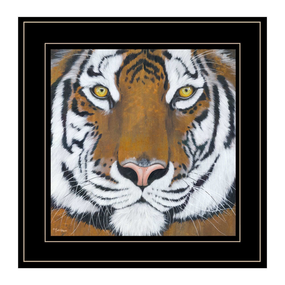 Tiger Gaze 2 Black Framed Print Wall Art - Homeroots - Flyclothing LLC