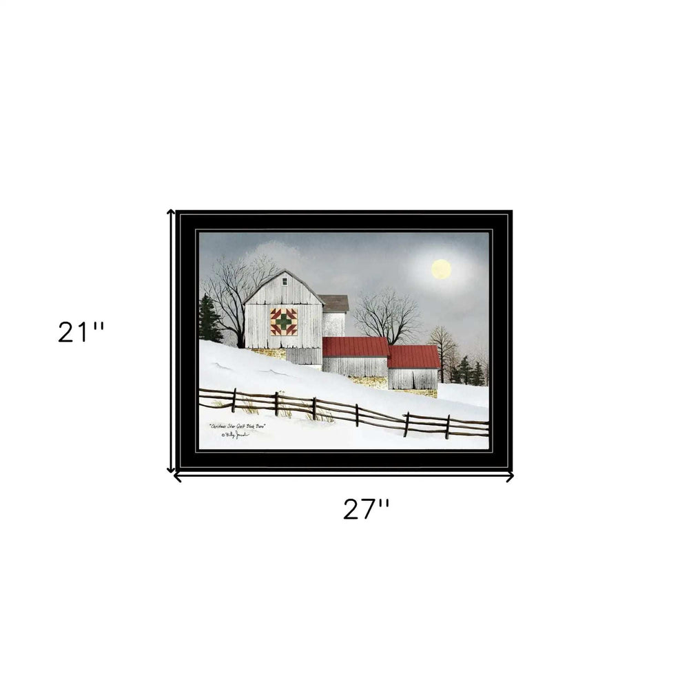 Christmas Star Quilt Block Barn 2 Black Framed Print Wall Art - Homeroots - Flyclothing LLC
