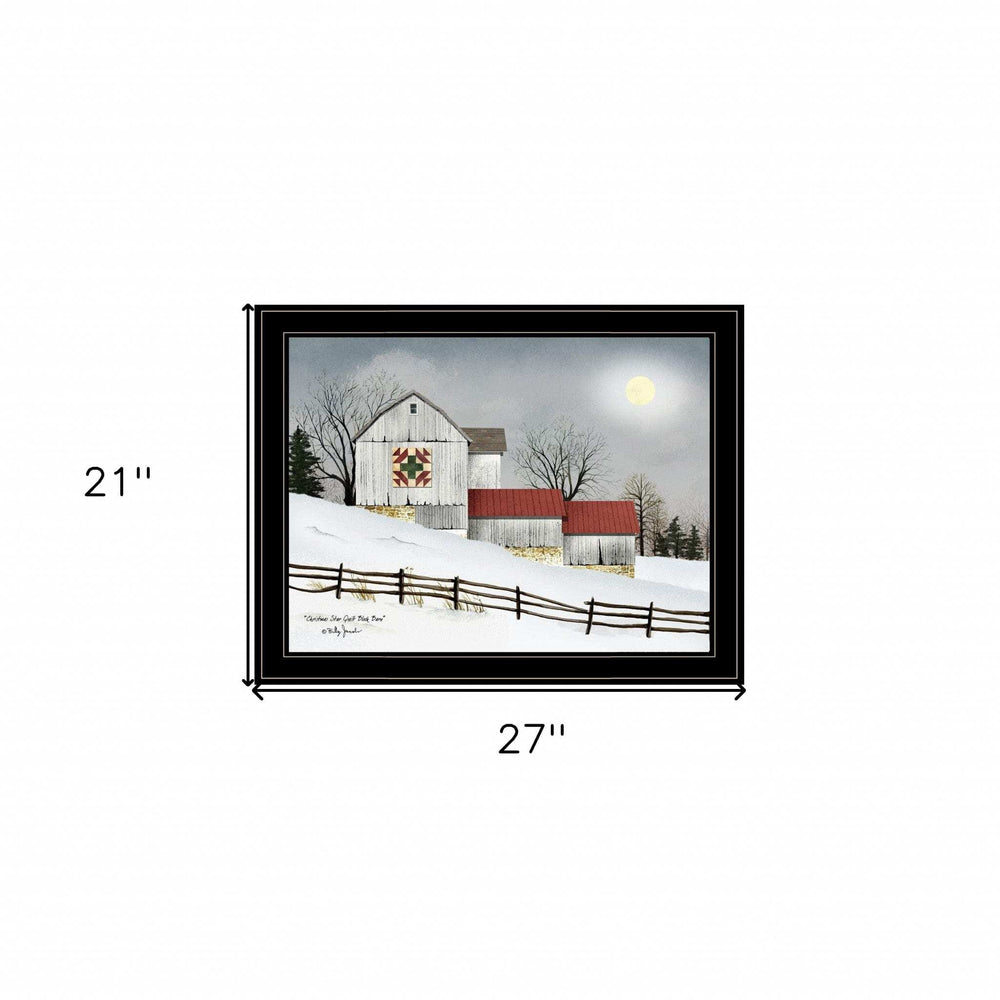Christmas Star Quilt Block Barn 2 Black Framed Print Wall Art - Homeroots - Flyclothing LLC