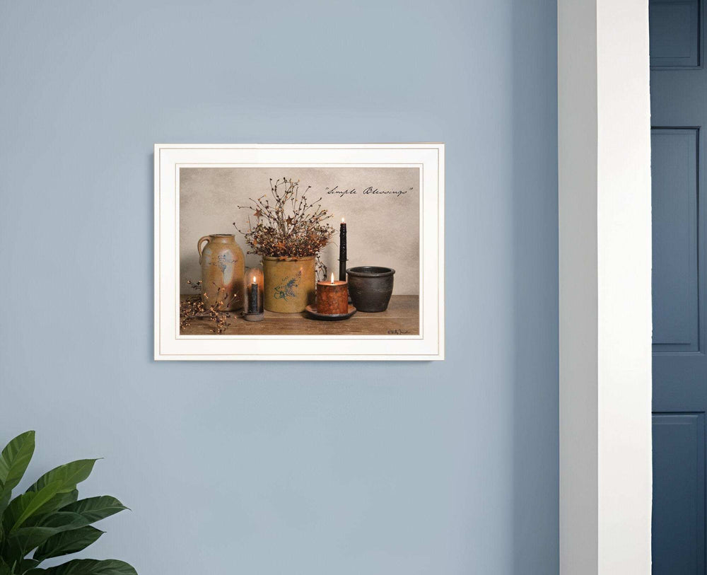 Simple Blessings 1 White Picture Frame Print Wall Art - Homeroots - Flyclothing LLC