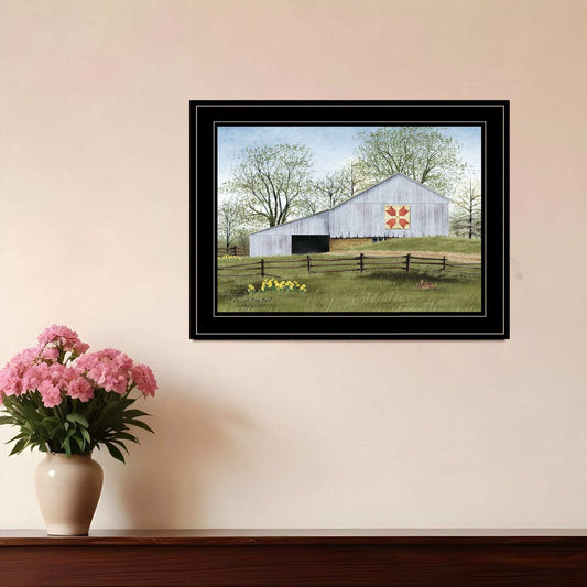 Tulip Quilt Block Barn 2 Black Framed Print Wall Art - Homeroots - Flyclothing LLC