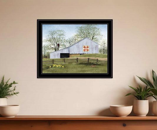 Tulip Quilt Block Barn 4 Black Framed Print Wall Art - Homeroots - Flyclothing LLC