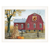 Autumn Leaf Quilt Block Barn 1 White Framed Print Wall Art - Homeroots - Flyclothing LLC