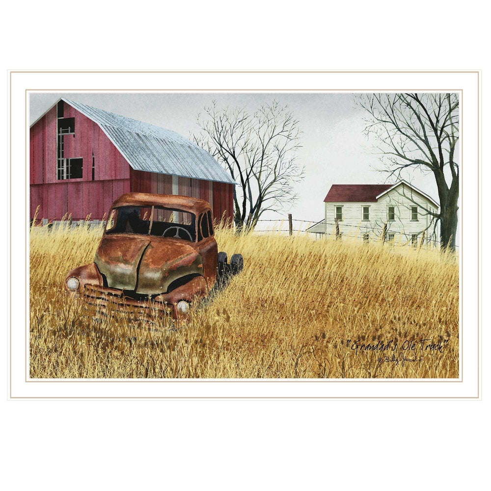 Granddads Old Truck 10 White Framed Print Wall Art - Homeroots - Flyclothing LLC