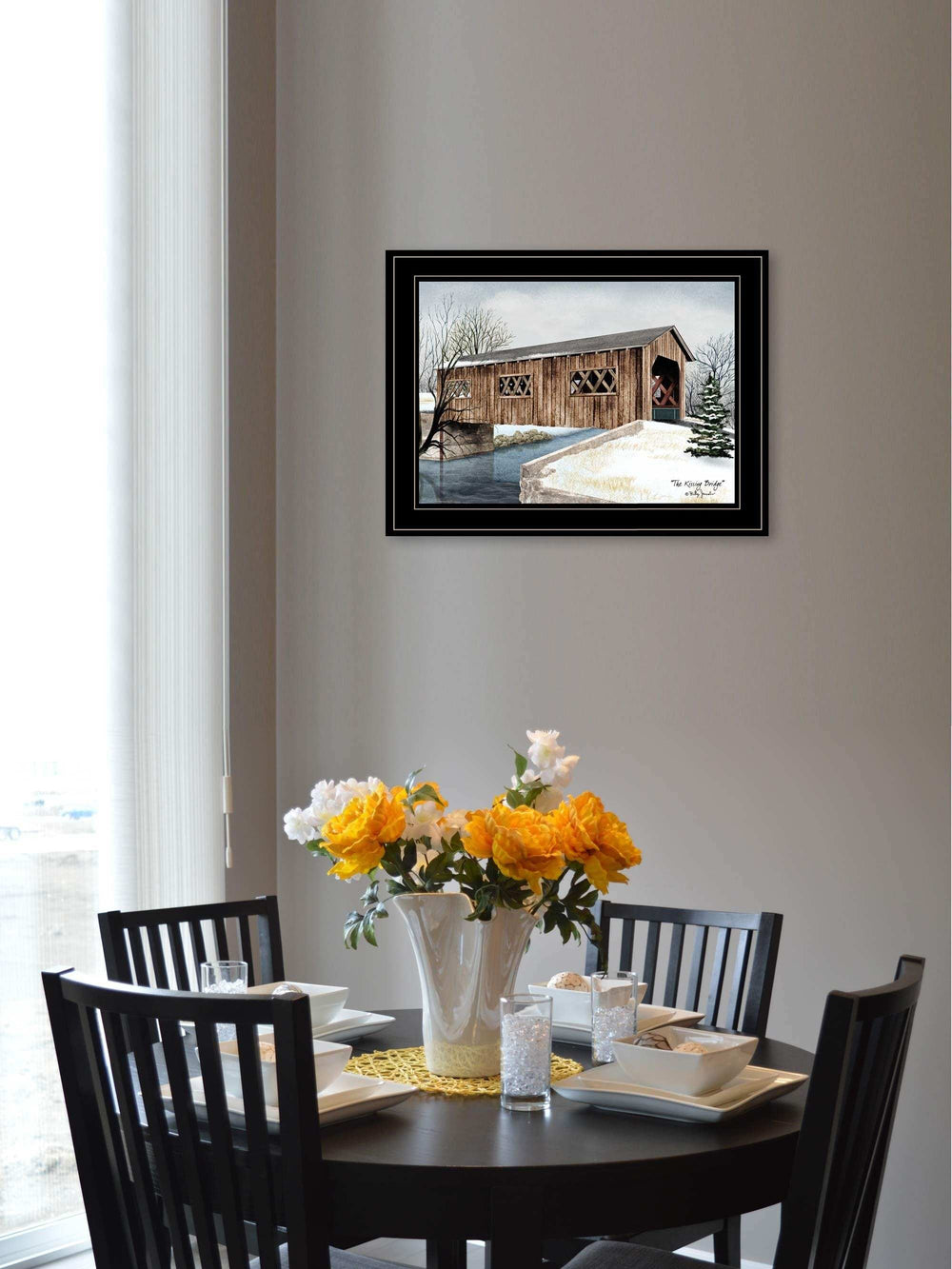The Kissing Bridge 2 Black Framed Print Wall Art - Homeroots - Flyclothing LLC