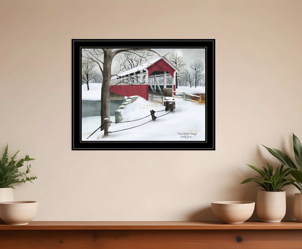 Crisp Winter Evening 4 Black Framed Print Wall Art - Homeroots - Flyclothing LLC