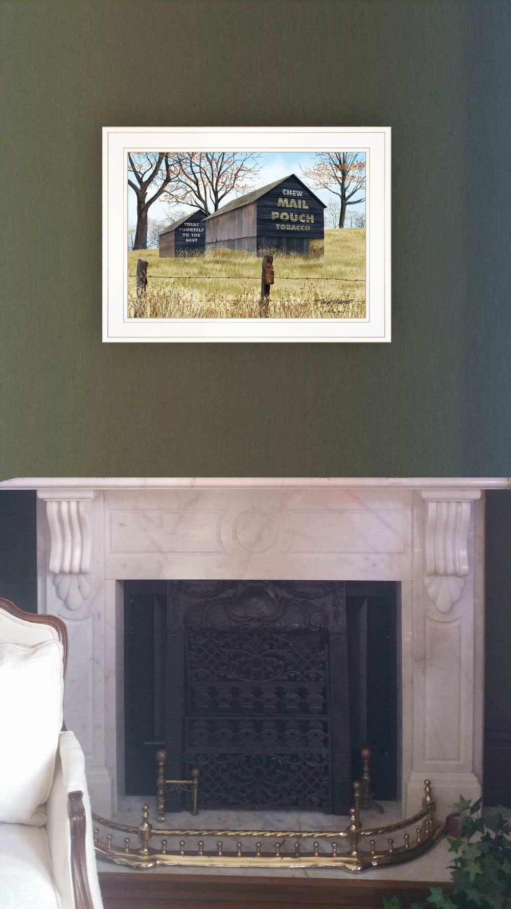 Treat Yourself Mail Pouch Barn 1 White Framed Print Wall Art - Homeroots - Flyclothing LLC