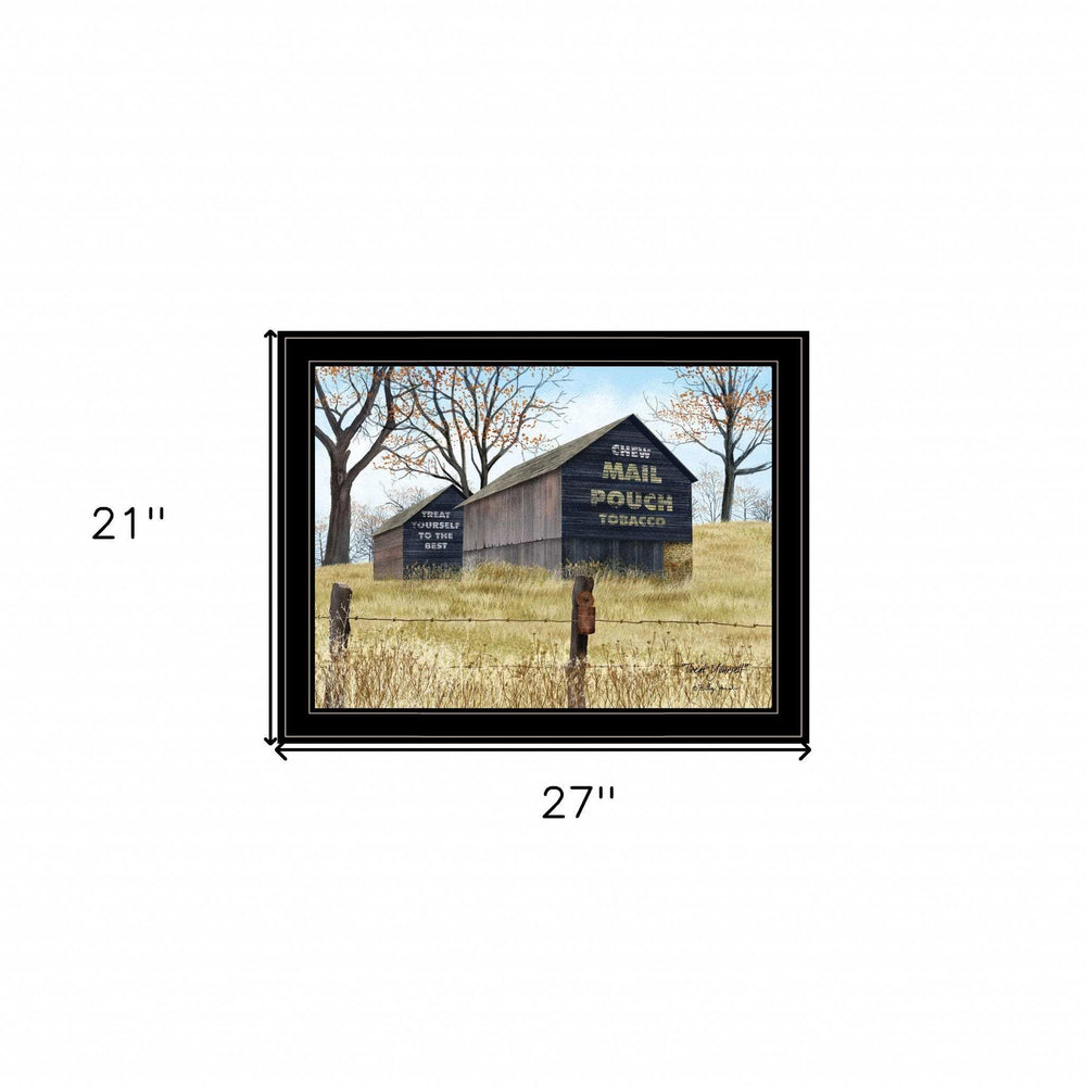Treat Yourself Mail Pouch Barn 4 Black Framed Print Wall Art - Homeroots - Flyclothing LLC