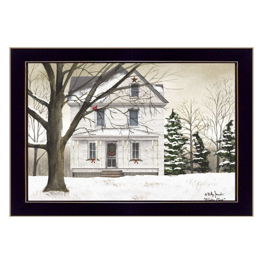 Winter Porch Black Framed Print Wall Art - Homeroots - Flyclothing LLC