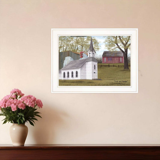 Faith and Freedom 2 White Framed Print Wall Art - Homeroots - Flyclothing LLC
