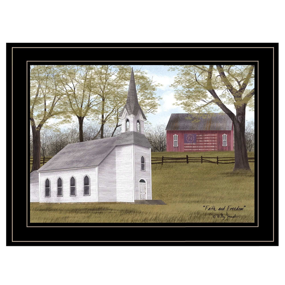 Faith and Freedom 3 Black Framed Print Wall Art - Homeroots - Flyclothing LLC