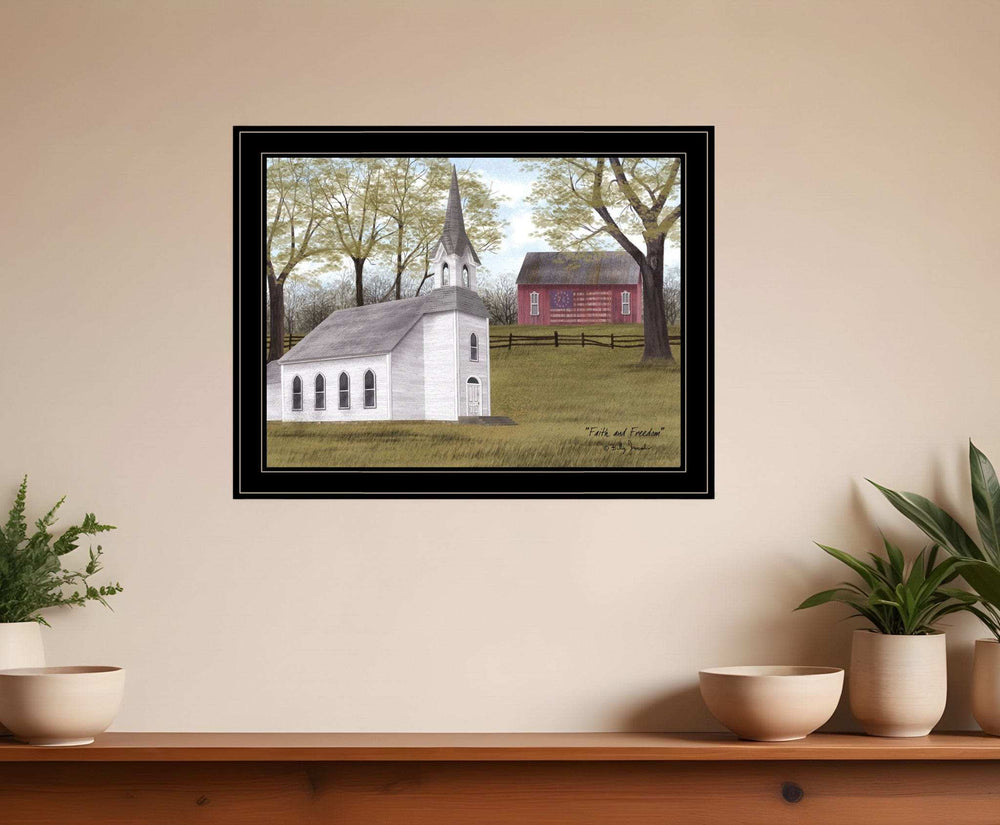 Faith and Freedom 5 Black Framed Print Wall Art - Homeroots - Flyclothing LLC