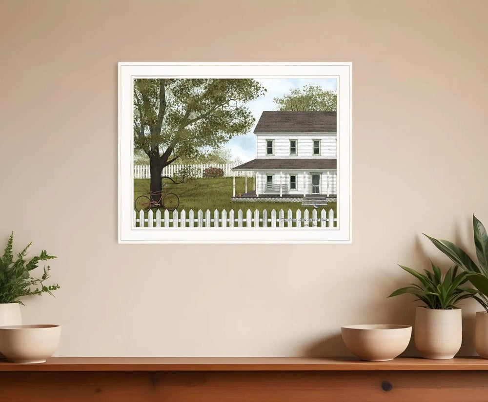 Green Green Grass of Home 1 White Framed Print Wall Art - Homeroots - Flyclothing LLC
