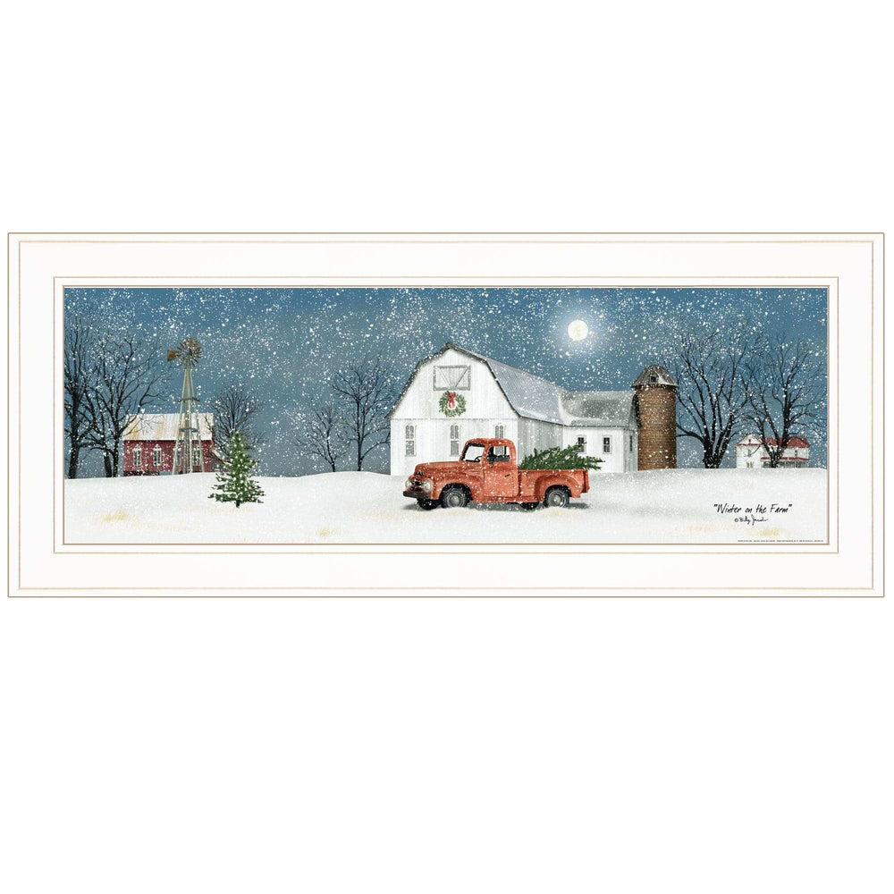 Winter on The Farm 1 White Framed Print Wall Art - Homeroots - Flyclothing LLC
