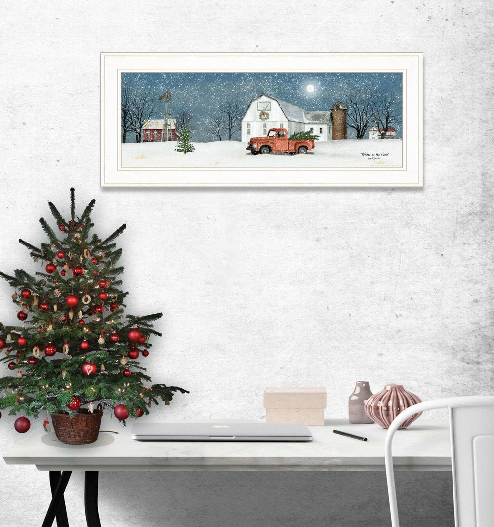Winter on The Farm 1 White Framed Print Wall Art - Homeroots - Flyclothing LLC