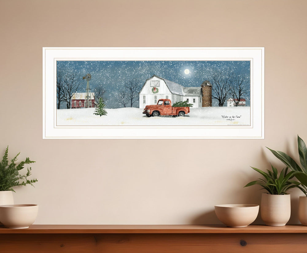 Winter on The Farm 1 White Framed Print Wall Art - Homeroots - Flyclothing LLC