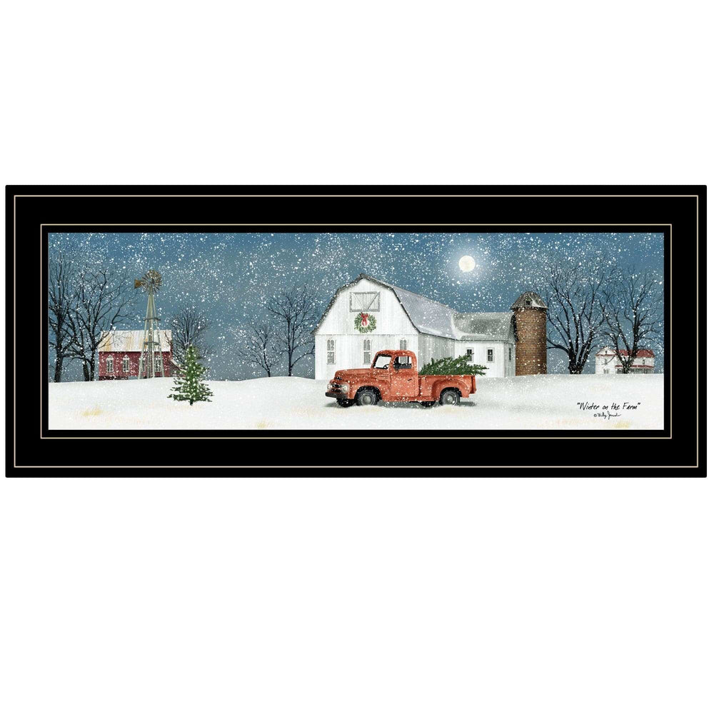 Winter on The Farm 2 Black Framed Print Wall Art - Homeroots - Flyclothing LLC