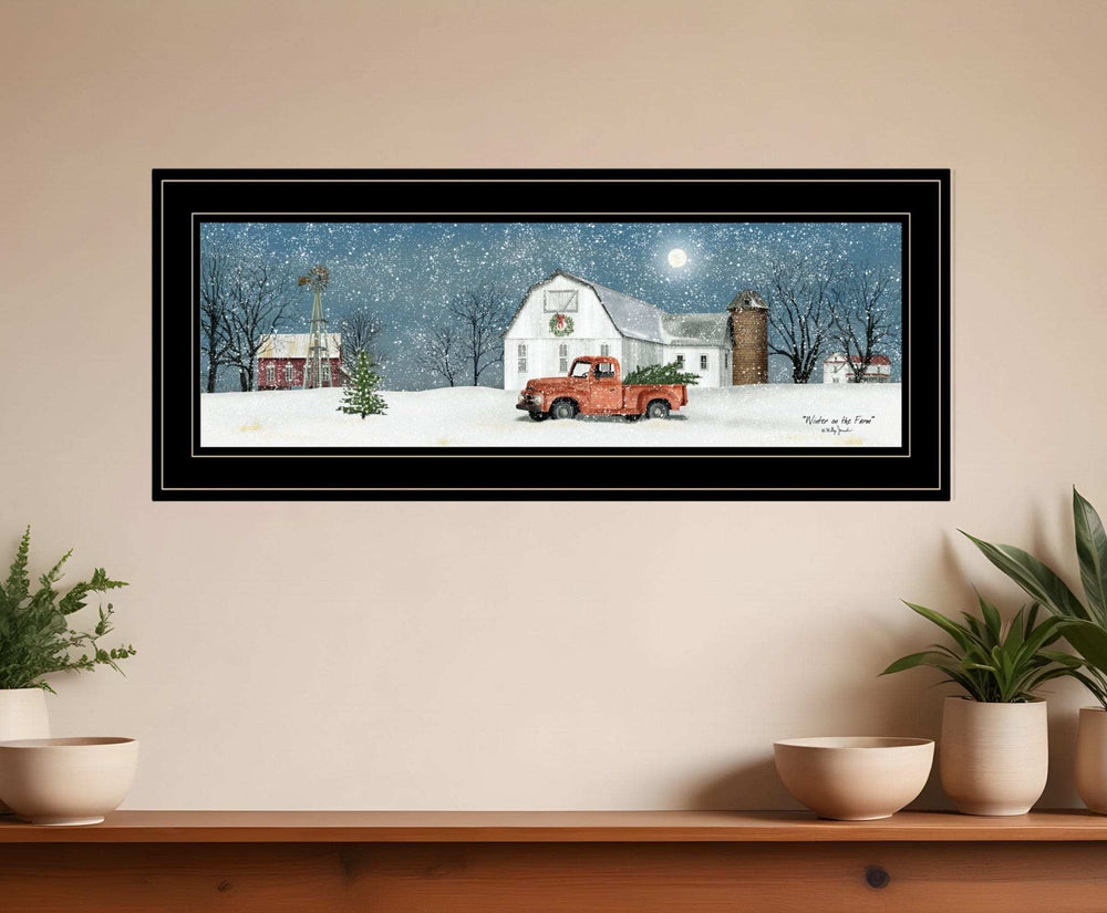Winter on The Farm 2 Black Framed Print Wall Art - Homeroots - Flyclothing LLC