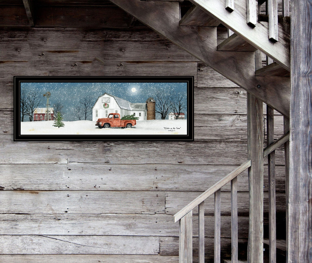 Winter on The Farm 4 Black Framed Print Wall Art - Homeroots - Flyclothing LLC
