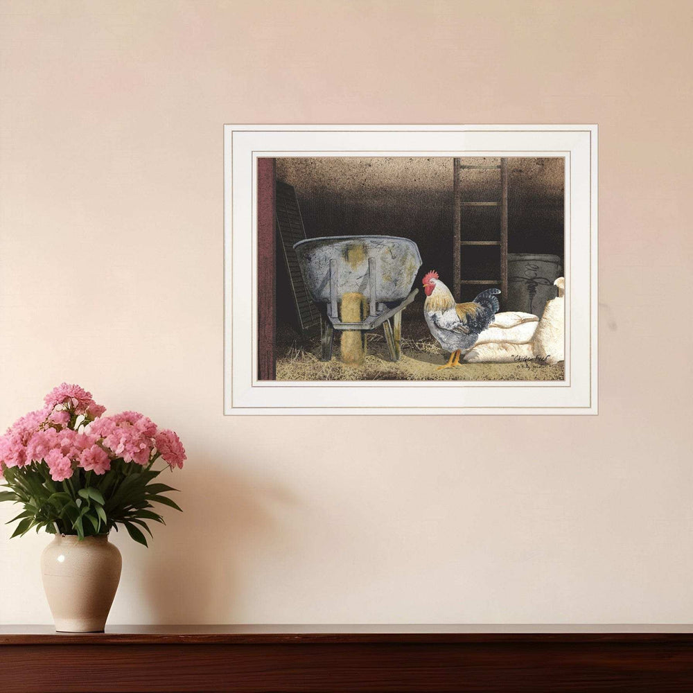Chicken Feed 1 White Framed Print Wall Art - Homeroots - Flyclothing LLC