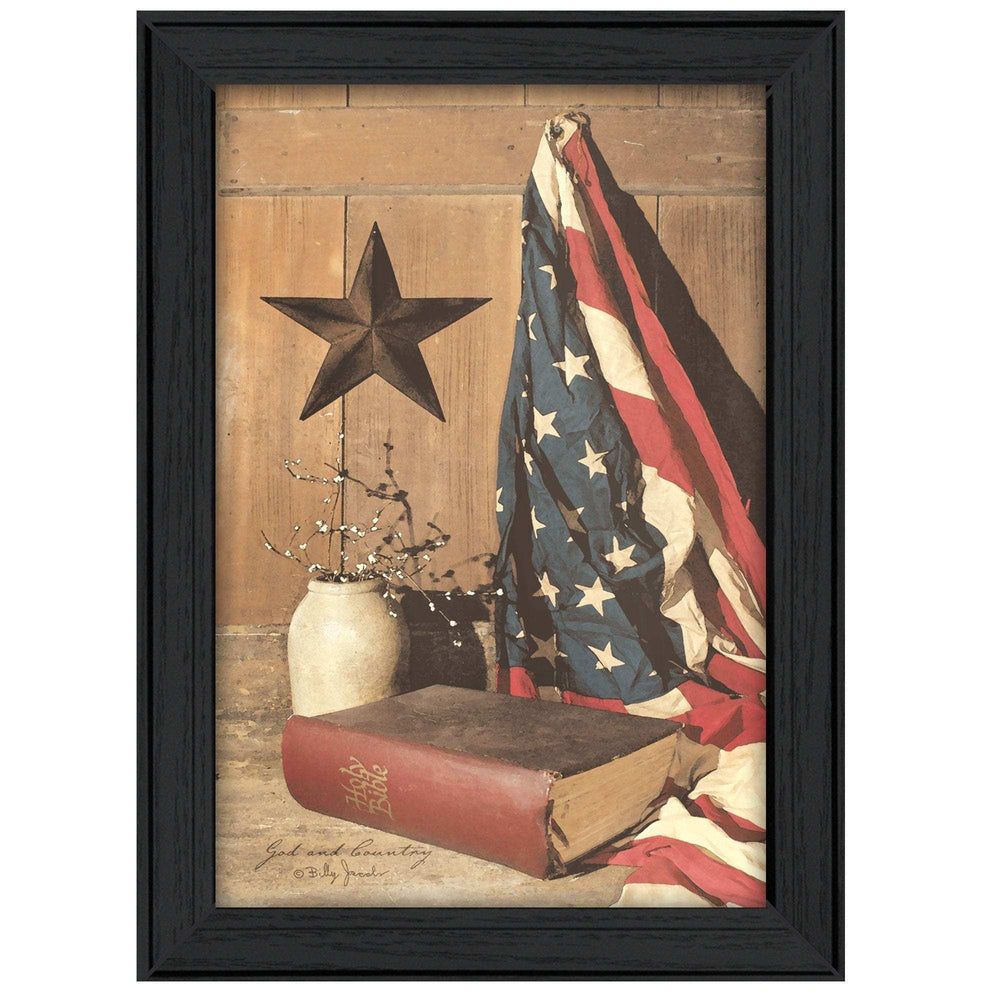 God and Country 5 Black Framed Print Wall Art - Homeroots - Flyclothing LLC