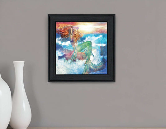 Sunset Mermaid 1 Black Framed Print Wall Art - Homeroots - Flyclothing LLC