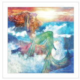 Sunset Mermaid 2 White Framed Print Wall Art - Homeroots - Flyclothing LLC