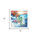 Sunset Mermaid 2 White Framed Print Wall Art - Homeroots - Flyclothing LLC