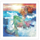 Sunset Mermaid 2 White Framed Print Wall Art - Homeroots - Flyclothing LLC